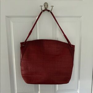 Paolo Masi Red Leather Woven Satchel